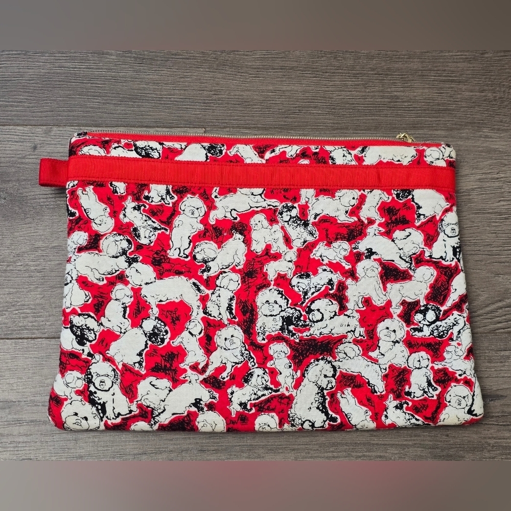Neimann Marcus Carolina Herrera Target Cosmetic Bag Red Black White Dogs Travel